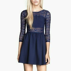 Navy Blue Lace Dress